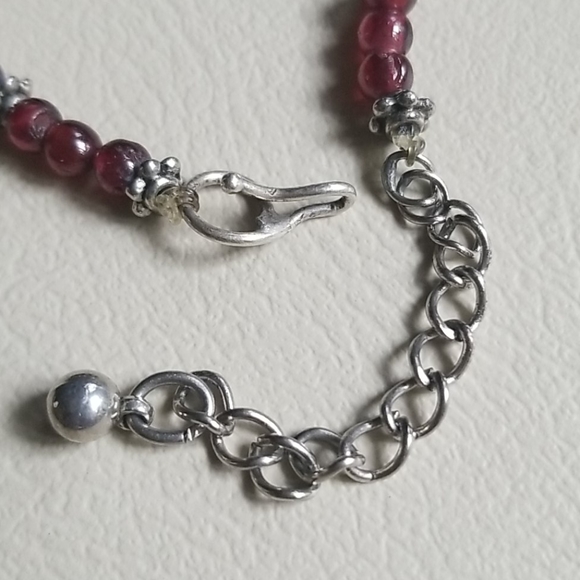 Vintage Art Deco 1920s Garnet and Marcasite Sterling Silver Beaded Necklace - Picture 14 of 16